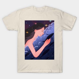 Healing girl space whale T-Shirt